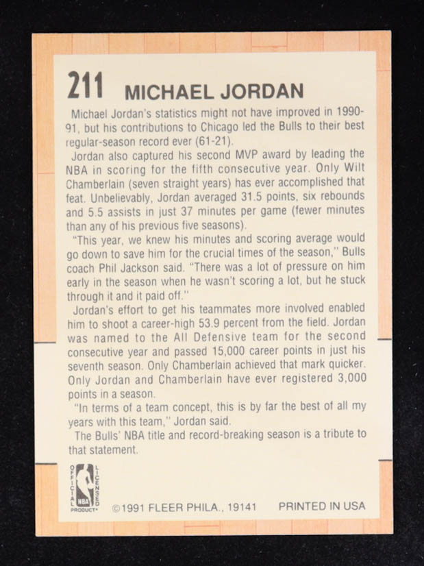 Michael Jordan 1991-92 Fleer #211 AS at PristineAuction.com Michael Jordan 1991-92 Fleer #211 AS at PristineAuction.com