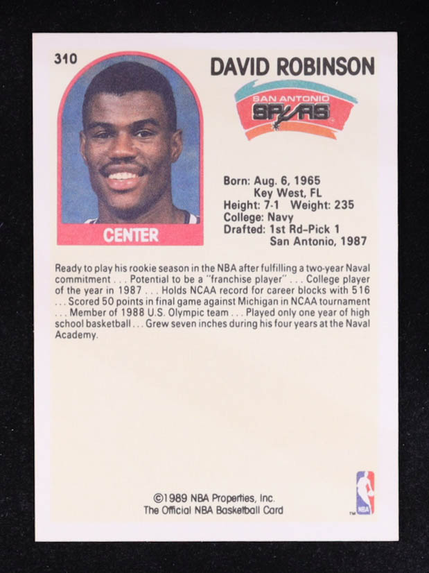 David Robinson 1989-90 Hoops #310 RC at PristineAuction.com David Robinson 1989-90 Hoops #310 RC at PristineAuction.com