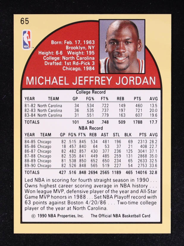 Michael Jordan 1990-91 Hoops #65 at PristineAuction.com Michael Jordan 1990-91 Hoops #65 at PristineAuction.com