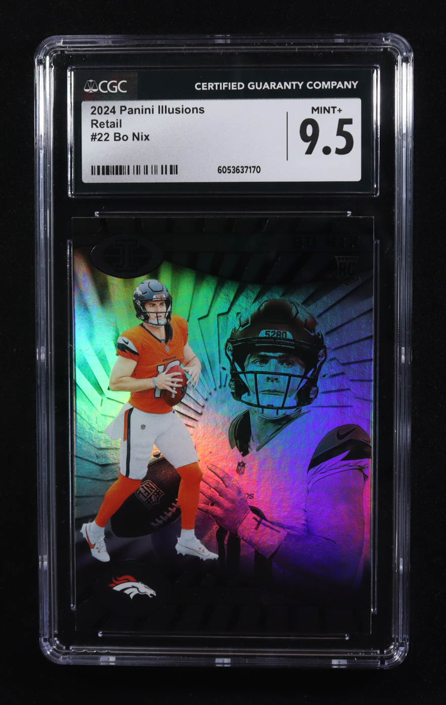 Bo Nix 2024 Panini Illusions Retail #22 RC (CGC 9.5) at PristineAuction.com Bo Nix 2024 Panini Illusions Retail #22 RC (CGC 9.5) at PristineAuction.com