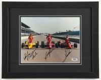 "Indianapolis 500" Custom Framed Photo Display Signed By (3) Mario Andretti, Bobby Unser, & Rick Mears (PSA) at PristineAuction.com