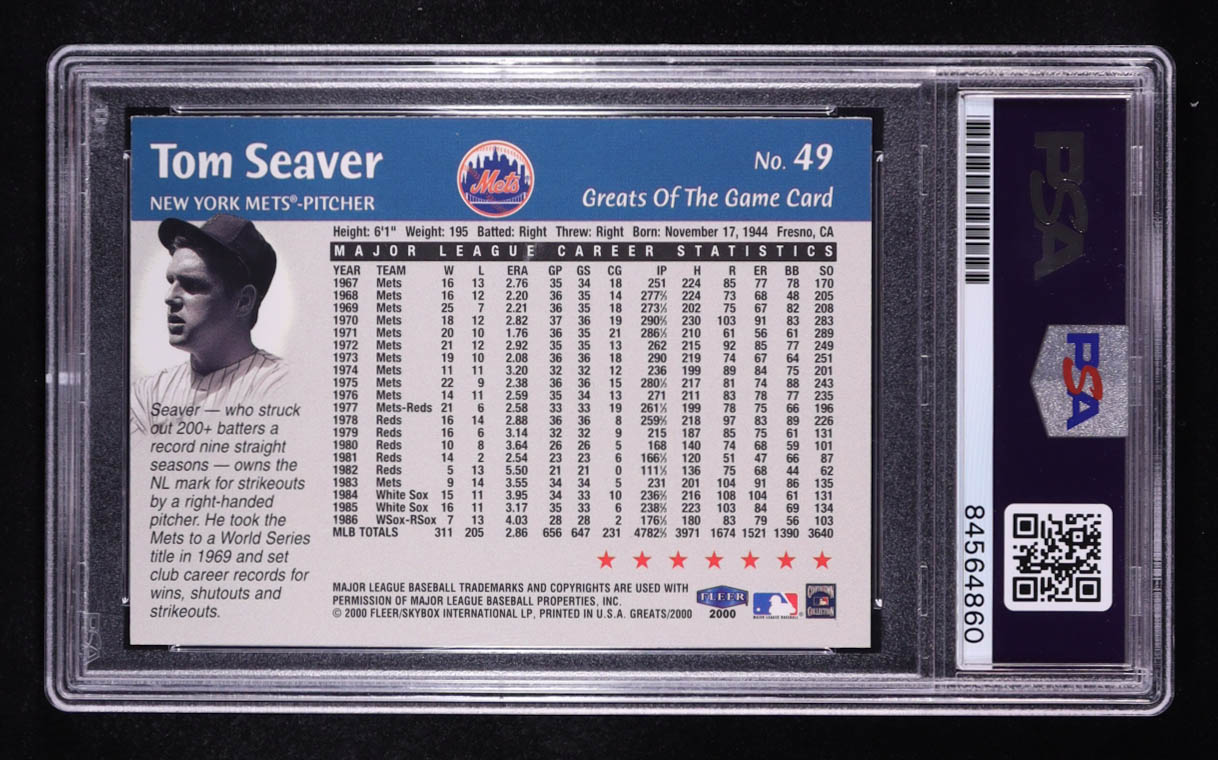 Tom Seaver Signed 2000 Greats of the Game #49 (PSA) at PristineAuction.com Tom Seaver Signed 2000 Greats of the Game #49 (PSA) at PristineAuction.com