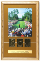 "Tiger Woods on the 18th Tee at the Masters" Custom Framed Photo Display with Set of (3) 23kt Gold Cards & Career Statistics Plaque at PristineAuction.com