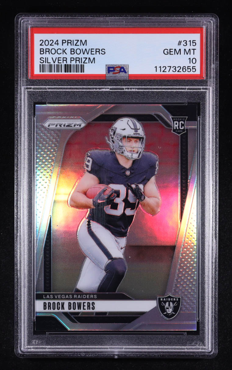Brock Bowers 2024 Panini Prizm Silver Prizm #315 RC (PSA 10) at PristineAuction.com Brock Bowers 2024 Panini Prizm Silver Prizm #315 RC (PSA 10) at PristineAuction.com