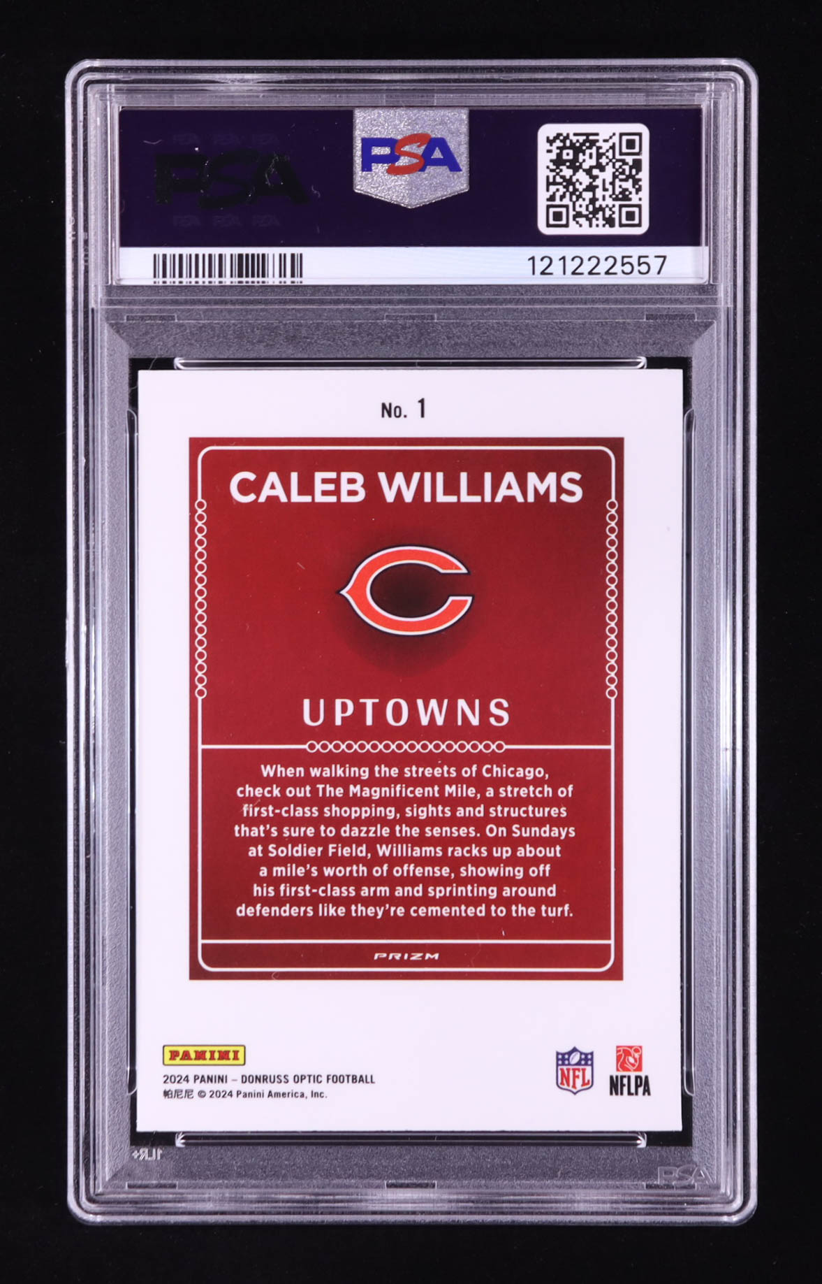 Caleb Williams 2024 Donruss Optic Uptowns #1 RC (PSA 9) at PristineAuction.com Caleb Williams 2024 Donruss Optic Uptowns #1 RC (PSA 9) at PristineAuction.com