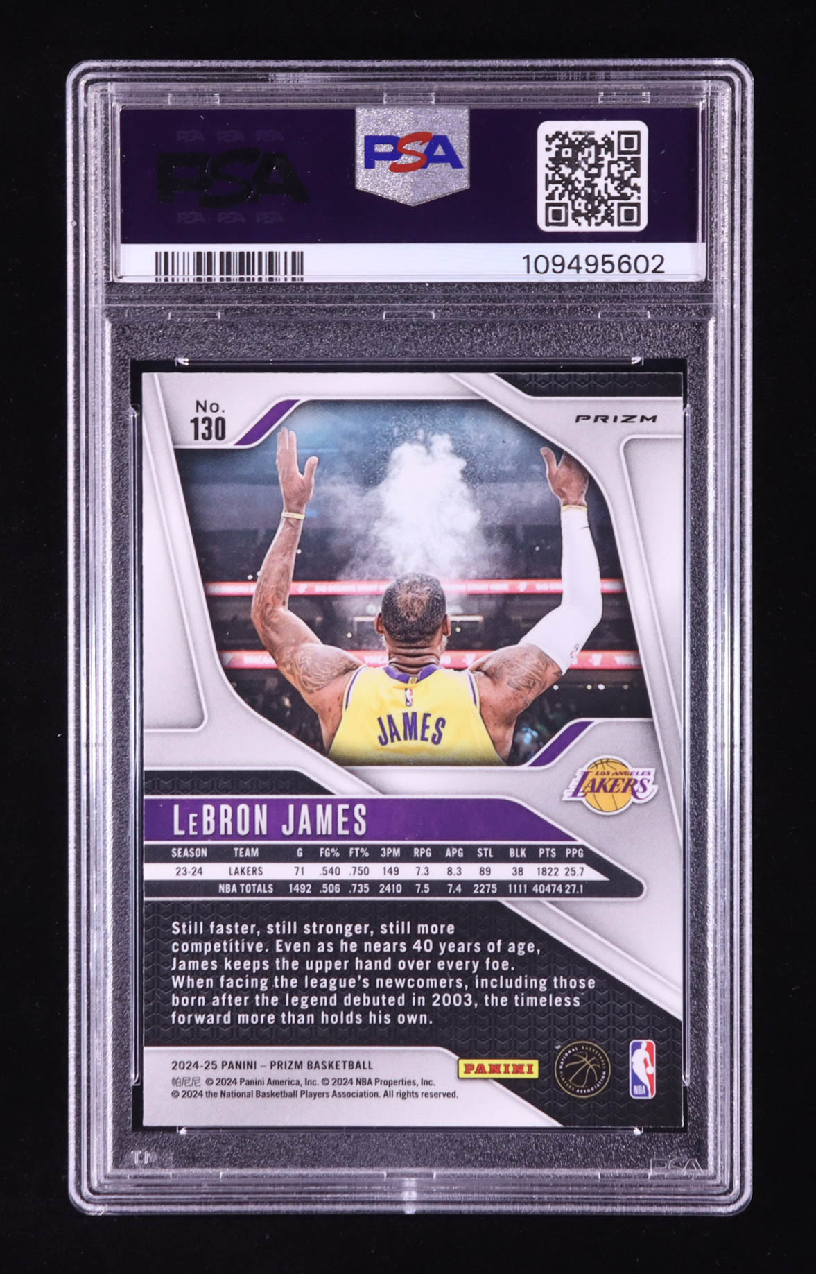 LeBron James 2024-25 Panini Prizm Prizms Choice Blue Yellow and Green #130 (PSA 9) at PristineAuction.com LeBron James 2024-25 Panini Prizm Prizms Choice Blue Yellow and Green #130 (PSA 9) at PristineAuction.com