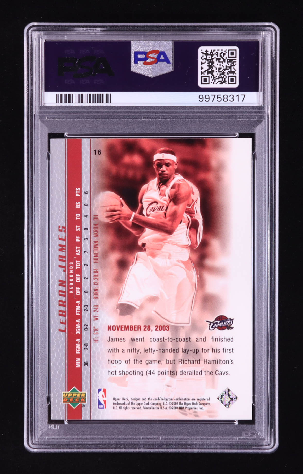 LeBron James 2003-04 Upper Deck Phenomenal Beginning LeBron James #16 RC (PSA 10) at PristineAuction.com LeBron James 2003-04 Upper Deck Phenomenal Beginning LeBron James #16 RC (PSA 10) at PristineAuction.com
