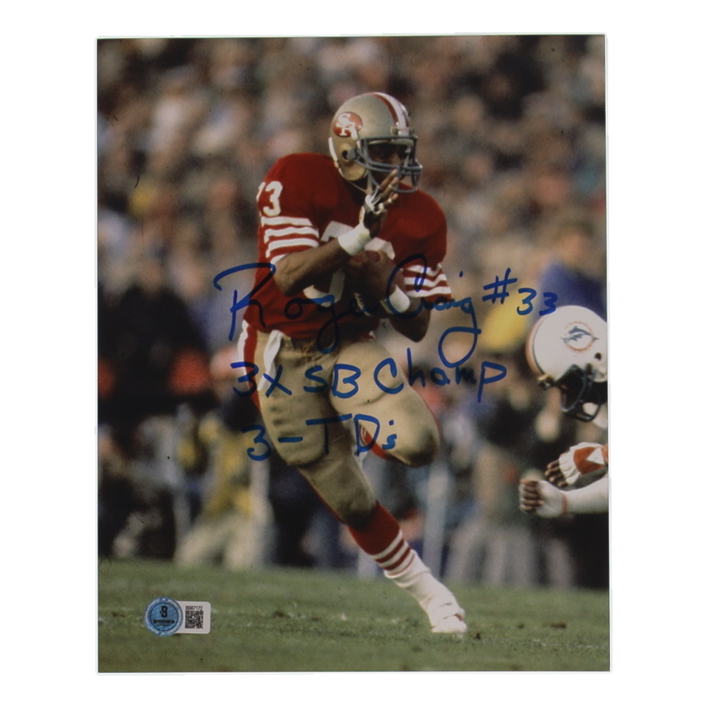 Roger Craig Signed 49ers 8x10 Photo Inscribed "3x SB Champ" & "3-TD's" (Beckett) at PristineAuction.com Roger Craig Signed 49ers 8x10 Photo Inscribed "3x SB Champ" & "3-TD's" (Beckett) at PristineAuction.com