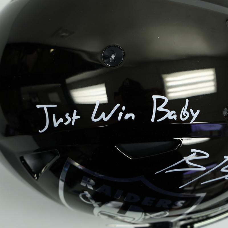 Brock Bowers Signed Raiders Full-Size Authentic On-Field Chrome Alternate Speedflex Helmet Inscribed "Raider Nation" & "Just Win Baby" (Beckett) at PristineAuction.com Brock Bowers Signed Raiders Full-Size Authentic On-Field Chrome Alternate Speedflex Helmet Inscribed "Raider Nation" & "Just Win Baby" (Beckett) at PristineAuction.com