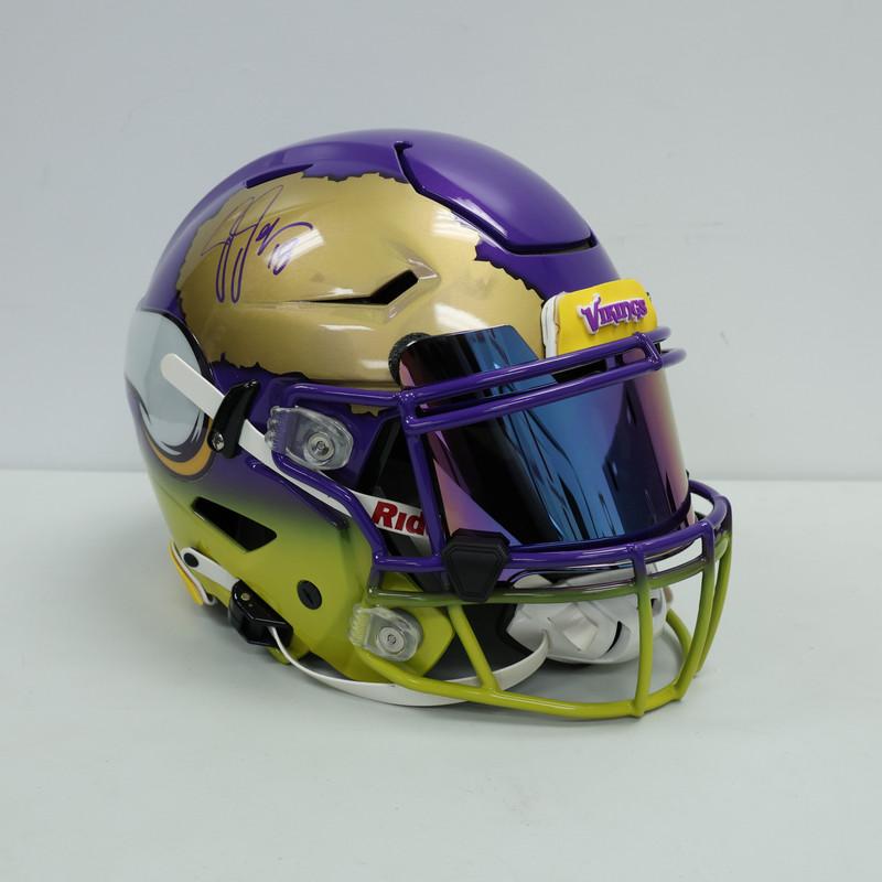 Justin Jefferson Signed Vikings Full-Size Authentic On-Field Custom Painted Speedflex Helmet (Beckett) at PristineAuction.com Justin Jefferson Signed Vikings Full-Size Authentic On-Field Custom Painted Speedflex Helmet (Beckett) at PristineAuction.com