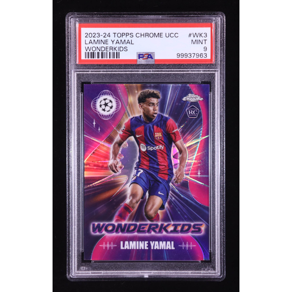 Lamine Yamal 2023-24 Topps Chrome UEFA Club Competitions Wonderkids #WK3 RC (PSA 9) at PristineAuction.com