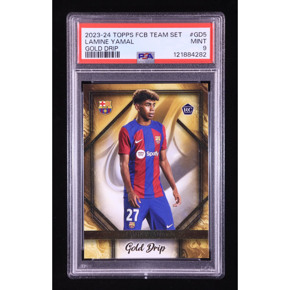 Lamine Yamal 2023-24 FC Barcelona Topps Team Set Gold Drip Icy Foil #GD5 RC (PSA 9) at PristineAuction.com