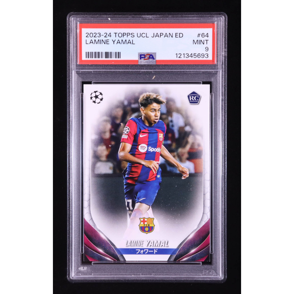 Lamine Yamal 2023-24 Topps Chrome UEFA Club Competitions Japan #64 RC (PSA 9) at PristineAuction.com