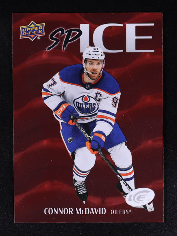Connor McDavid 2024-25 Upper Deck Ice SP Ice Level 4 Fire #SP1 at PristineAuction.com Connor McDavid 2024-25 Upper Deck Ice SP Ice Level 4 Fire #SP1 at PristineAuction.com