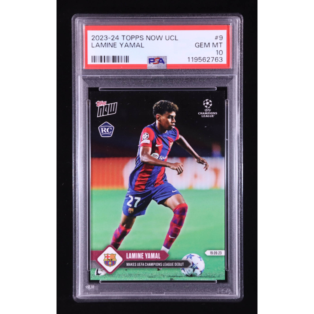 Lamine Yamal 2023-24 Topps Now UEFA Champions League #9 RC (PSA 10) at PristineAuction.com