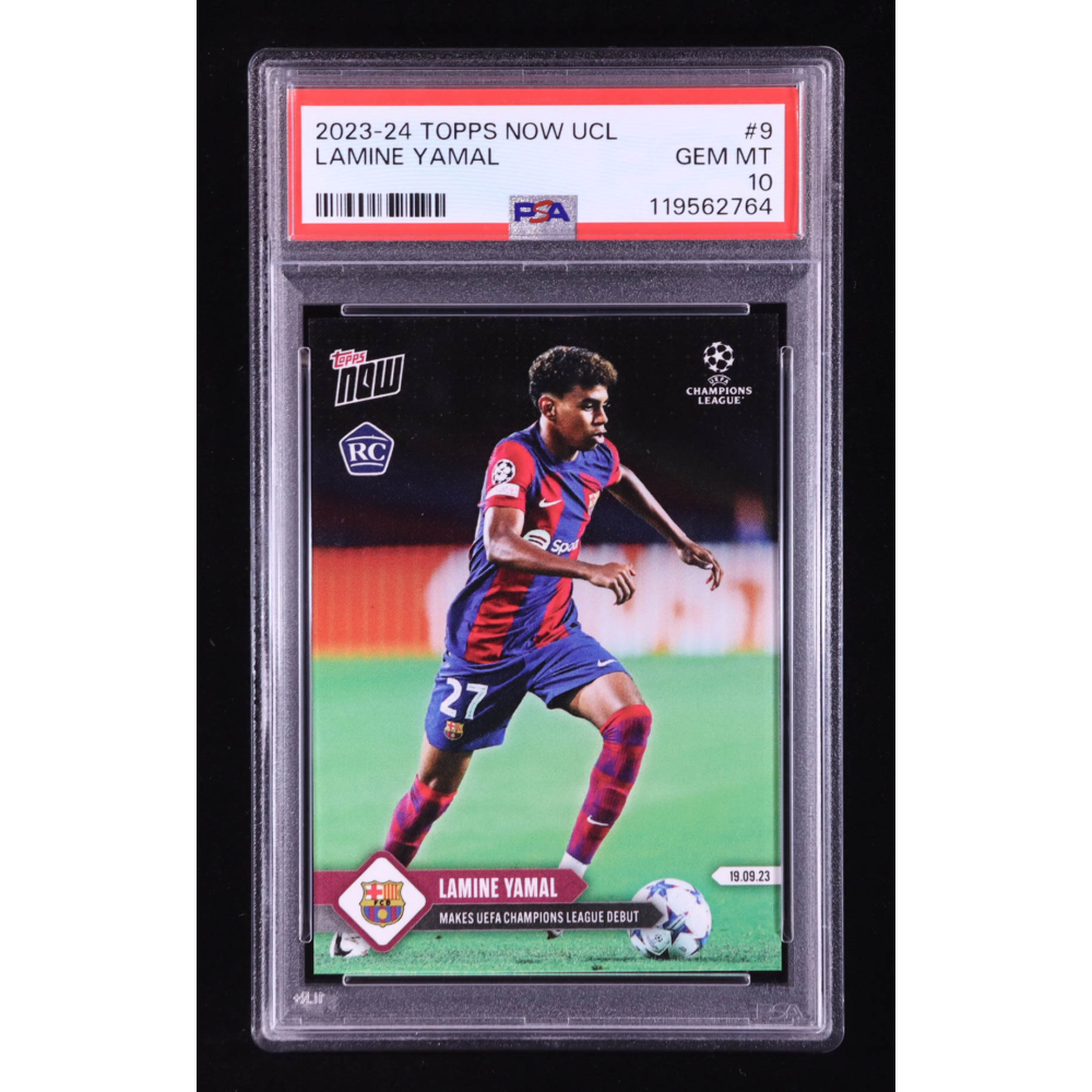 Lamine Yamal 2023-24 Topps Now UEFA Champions League #9 RC (PSA 10) at PristineAuction.com