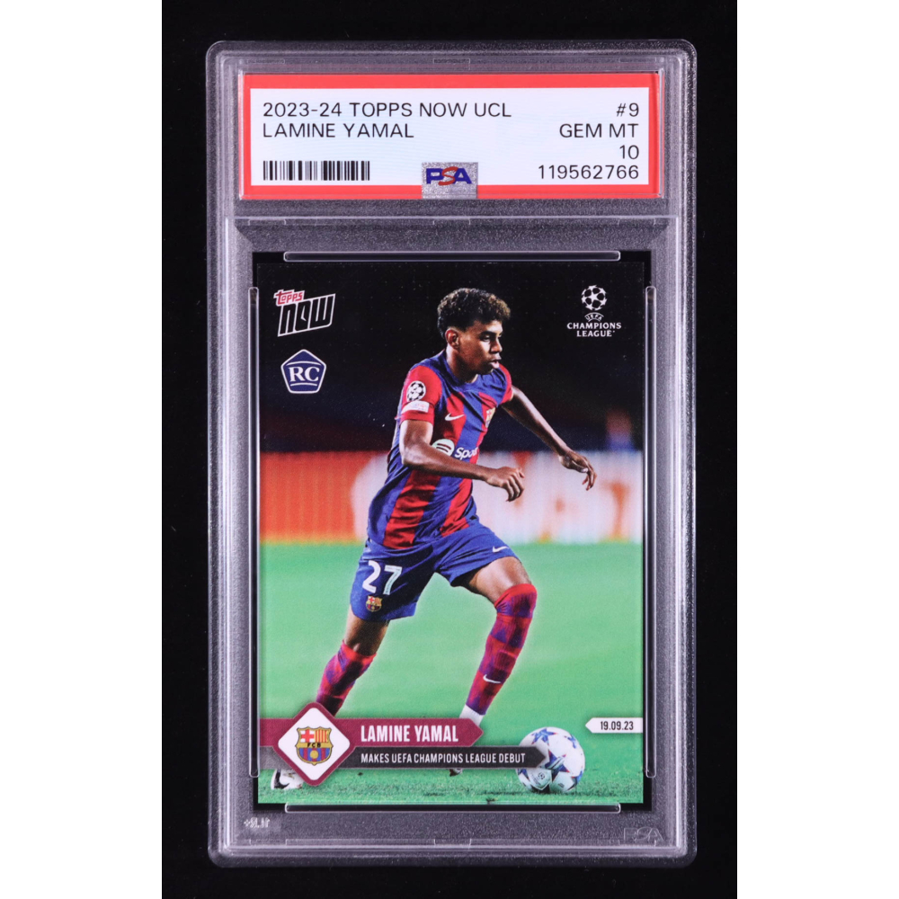 Lamine Yamal 2023-24 Topps Now UEFA Champions League #9 RC (PSA 10) at PristineAuction.com