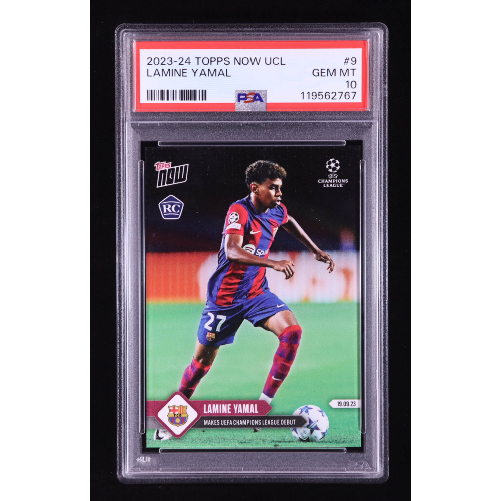 Lamine Yamal 2023-24 Topps Now UEFA Champions League #9 RC (PSA 10) at PristineAuction.com