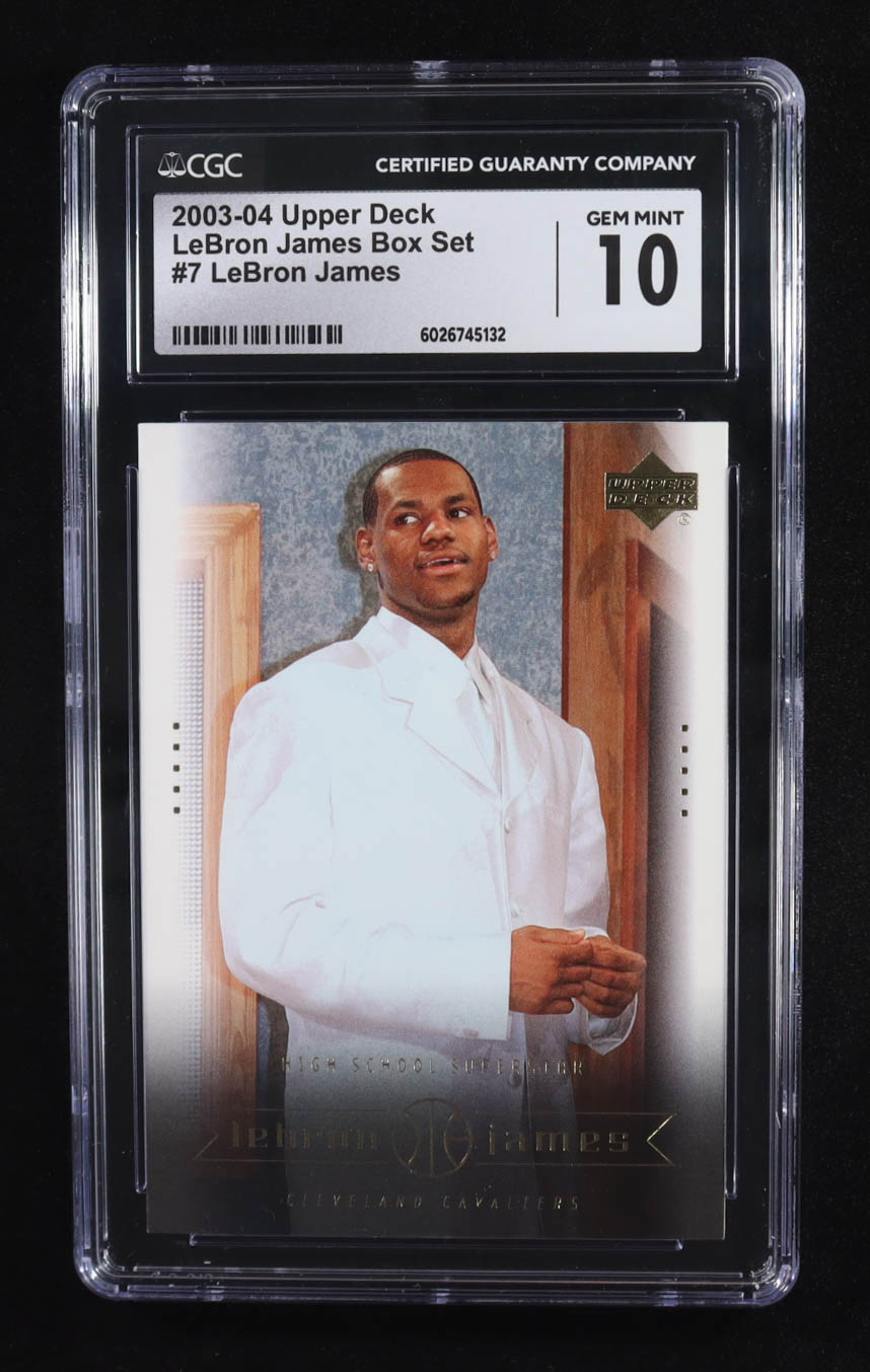 Lebron James 2003-04 Upper Deck Box Set High School Superstar #7 RC (CGC 10) at PristineAuction.com Lebron James 2003-04 Upper Deck Box Set High School Superstar #7 RC (CGC 10) at PristineAuction.com