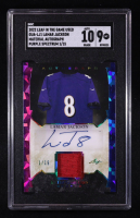 Lamar Jackson 2022 Leaf In The Game Used Material Autograph Purple Spectrum #GUALJ1 #1/15 (SGC 9 | Auto 10) at PristineAuction.com