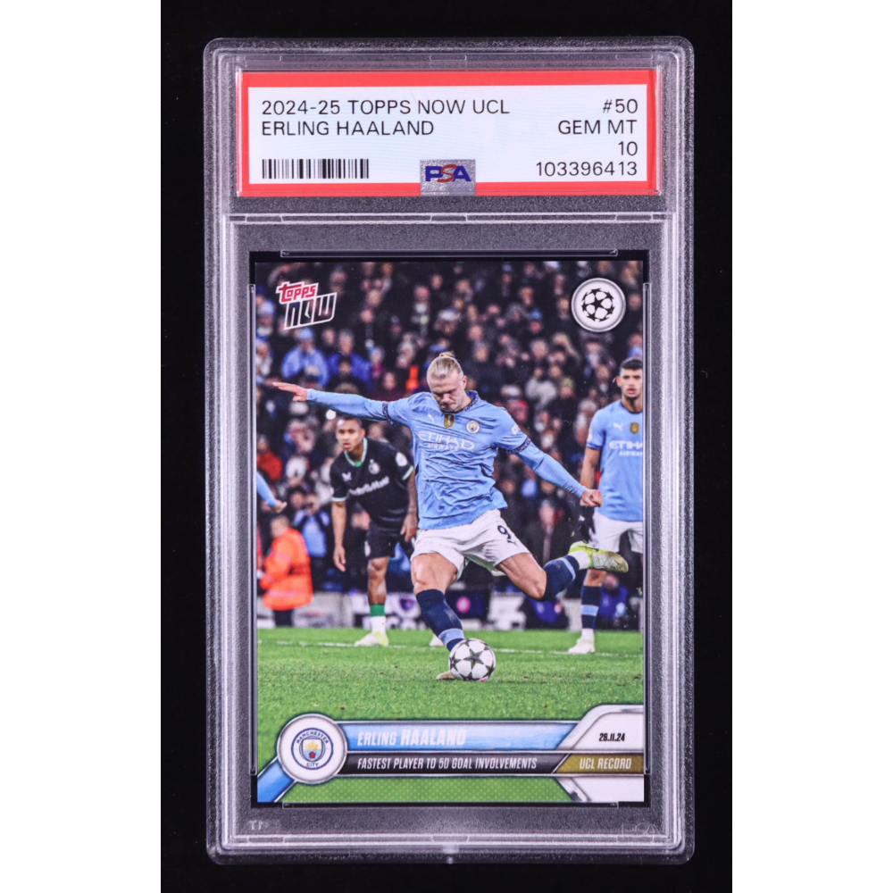 Erling Haaland 2024-25 Topps Now UEFA Club Competitions #50 (PSA 10) at PristineAuction.com