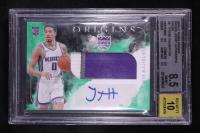 Tyrese Haliburton 2020-21 Panini Origins Rookie Jersey Autographs Green #31 #2/5 (BGS 8.5 | Auto Grade 10) at PristineAuction.com
