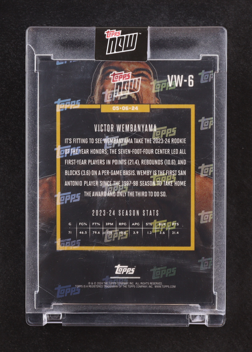 Victor Wembanyama 2023-24 Topps Now Victor Wembanyama #VW6 ROY RC at PristineAuction.com Victor Wembanyama 2023-24 Topps Now Victor Wembanyama #VW6 ROY RC at PristineAuction.com