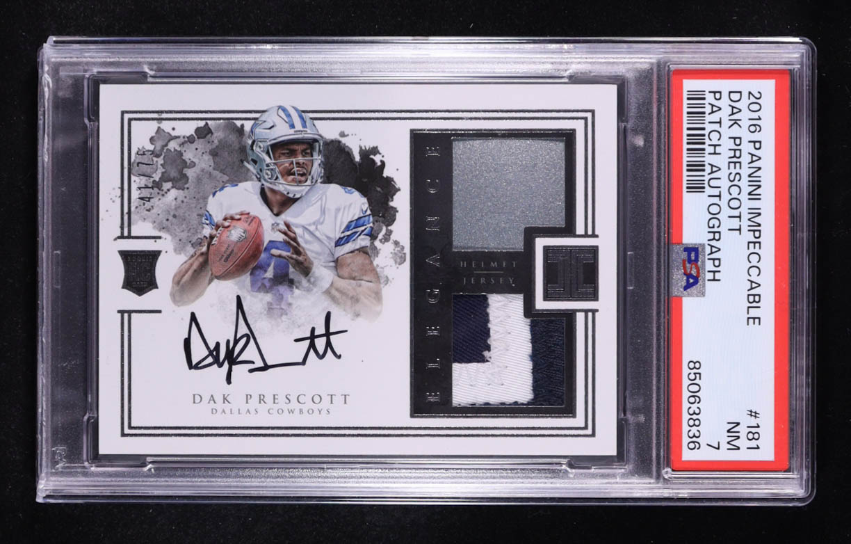 Dak Prescott 2016 Panini Impeccable Elegance Patch Autograph #131 RC (PSA 7) at PristineAuction.com Dak Prescott 2016 Panini Impeccable Elegance Patch Autograph #131 RC (PSA 7) at PristineAuction.com