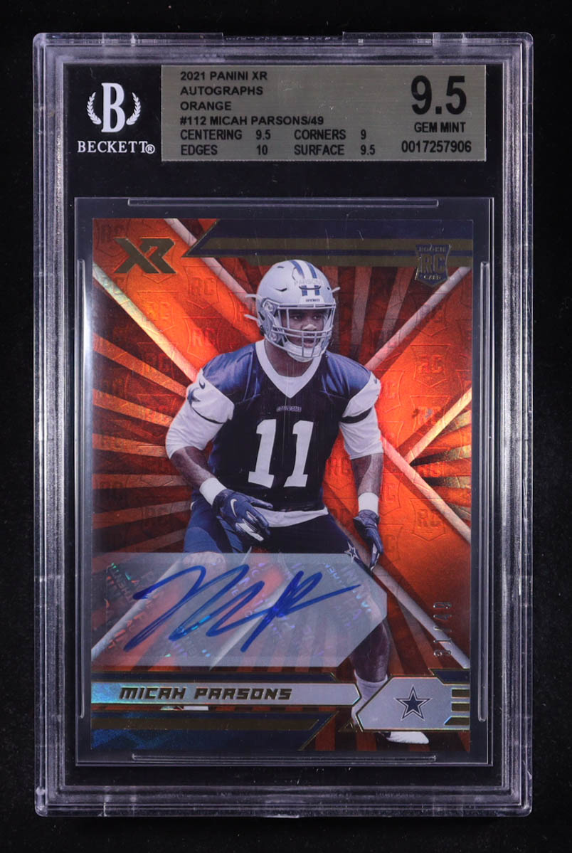 Micah Parsons 2021 Panini XR Autographs Orange #112 RC #31/49 (BGS 9.5) at PristineAuction.com Micah Parsons 2021 Panini XR Autographs Orange #112 RC #31/49 (BGS 9.5) at PristineAuction.com