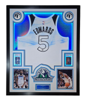 Anthony Edwards Signed Timberwolves Custom Framed Nike Jersey with LED Display & (2) PSA 10 Graded Cards (Beckett) at PristineAuction.com