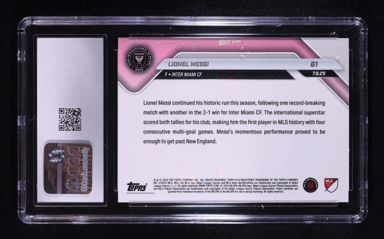 Lionel Messi 2025 Topps Now MLS #61 (CGC 10) at PristineAuction.com Lionel Messi 2025 Topps Now MLS #61 (CGC 10) at PristineAuction.com