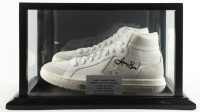 Larry Bird Signed Converse All-Star Basketball Shoe with Display Case & Stat Plaque (PSA) at PristineAuction.com