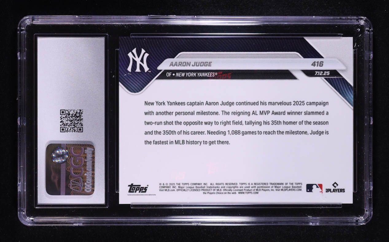 Aaron Judge 2025 Topps Now #416 (CGC 10) at PristineAuction.com Aaron Judge 2025 Topps Now #416 (CGC 10) at PristineAuction.com