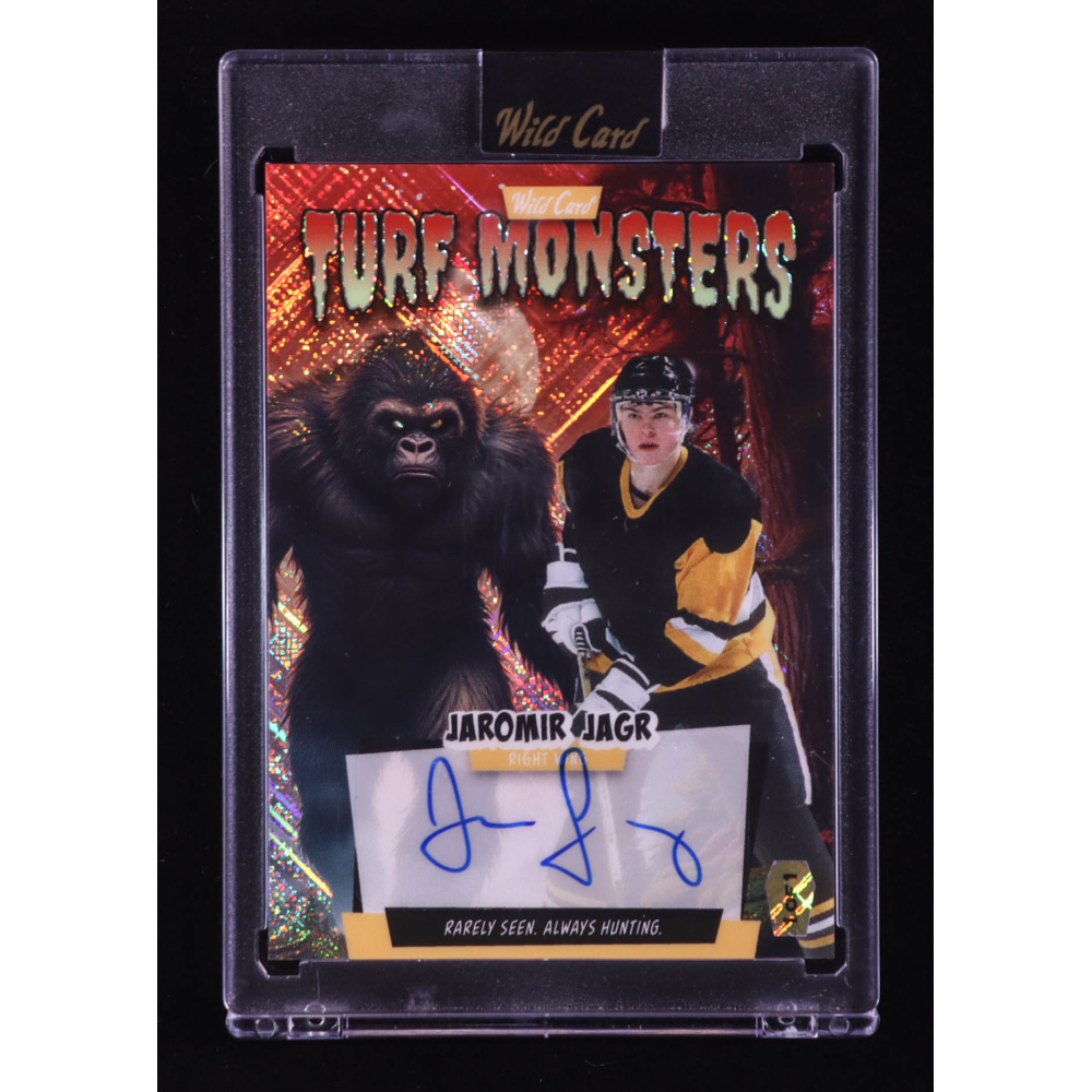 Jaromir Jagr 2025 Wild Card Turf Monsters Autographs Red Cross Hatch #ATMBFJJ #1/1 at PristineAuction.com