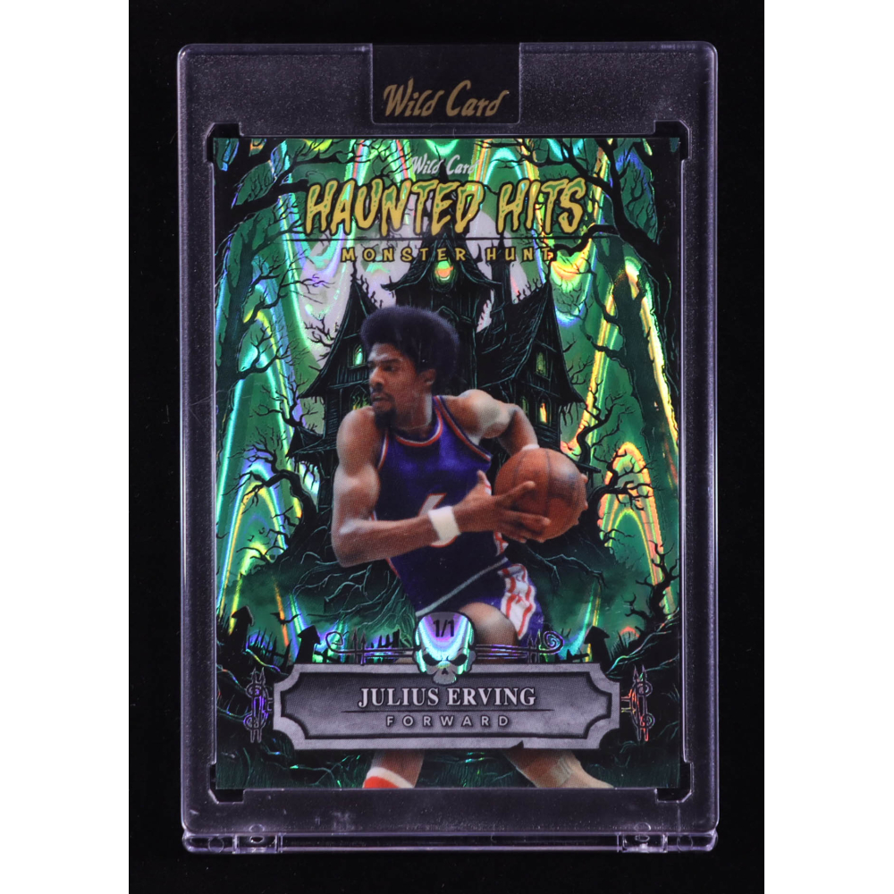 Julius Erving 2025 Wild Card Haunted Hits Monster Hunt Green Lava #HHHJE #1/1 at PristineAuction.com