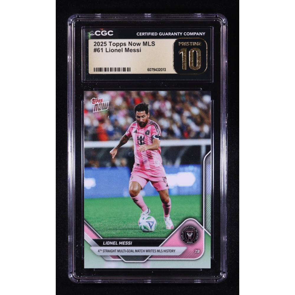 Lionel Messi 2025 Topps Now MLS #61 (CGC 10 | Pristine Black Label) at PristineAuction.com