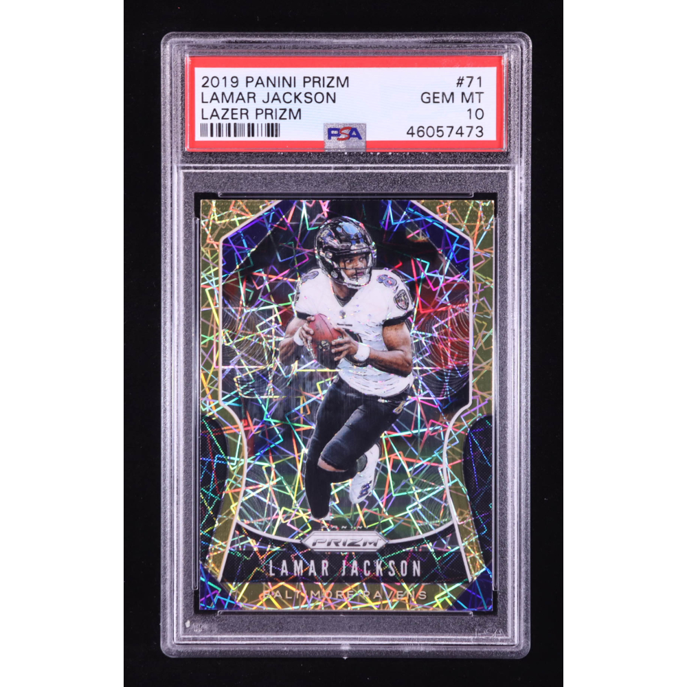 Lamar Jackson 2019 Panini Prizm Prizms Lazer #71 (PSA 10) at PristineAuction.com