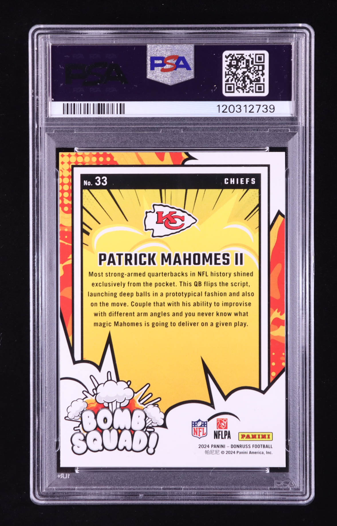 Patrick Mahomes II 2024 Donruss Bomb Squad #33 (PSA 10) at PristineAuction.com Patrick Mahomes II 2024 Donruss Bomb Squad #33 (PSA 10) at PristineAuction.com