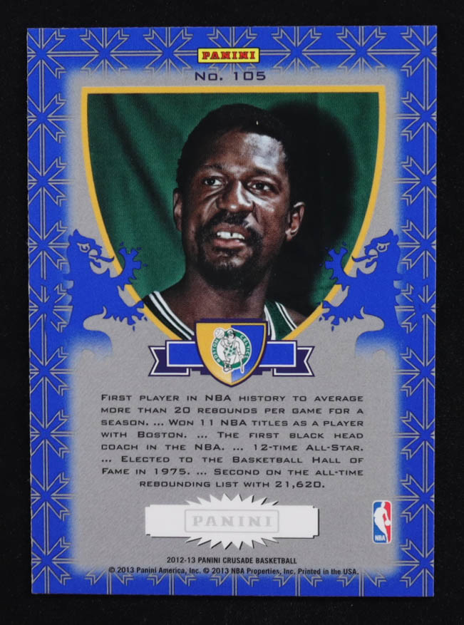 Bill Russell 2012-13 Panini Crusade Insert Blue #105 at PristineAuction.com Bill Russell 2012-13 Panini Crusade Insert Blue #105 at PristineAuction.com