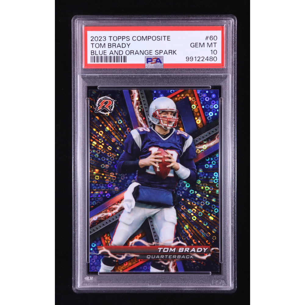 Tom Brady 2023 Topps Composite Resurgance Blue & Orange Spark #60 (PSA 10) at PristineAuction.com