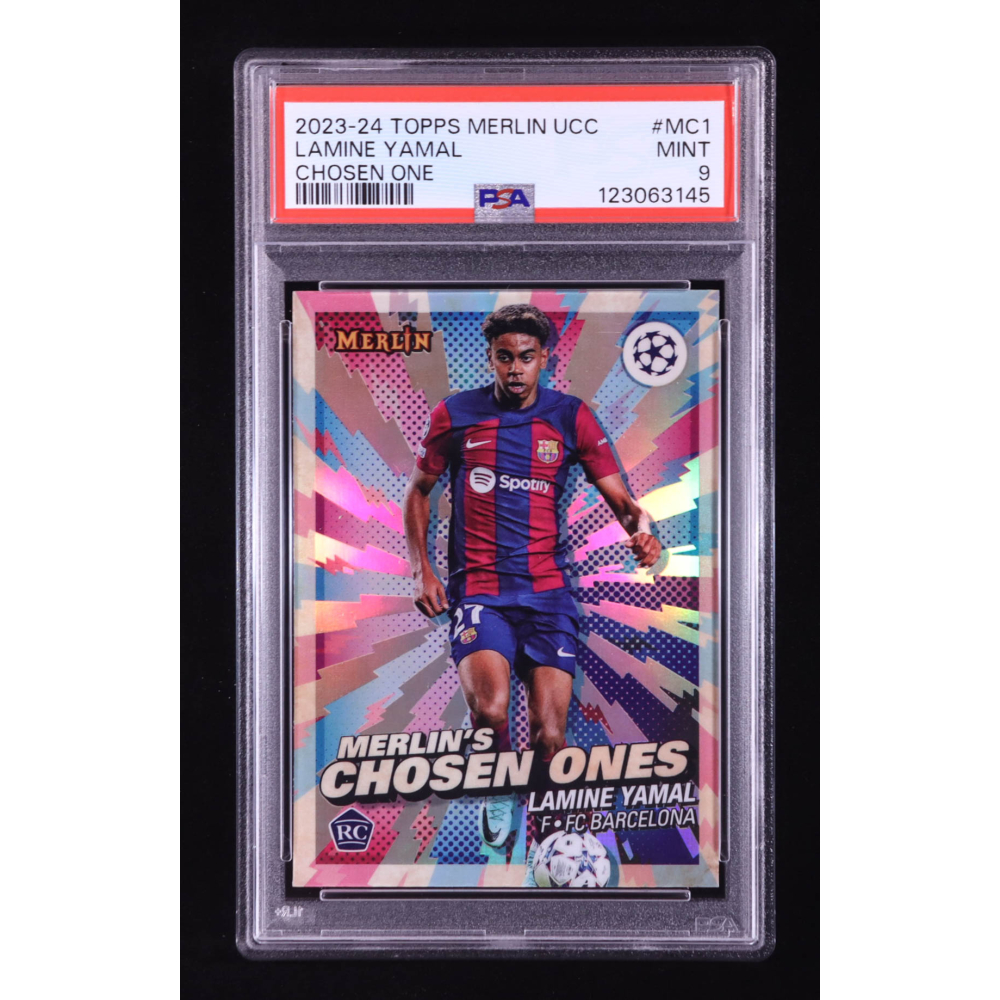 Lamine Yamal 2023-24 Merlin UEFA Club Competitions Merlins Chosen One #MC1 RC (PSA 9) at PristineAuction.com