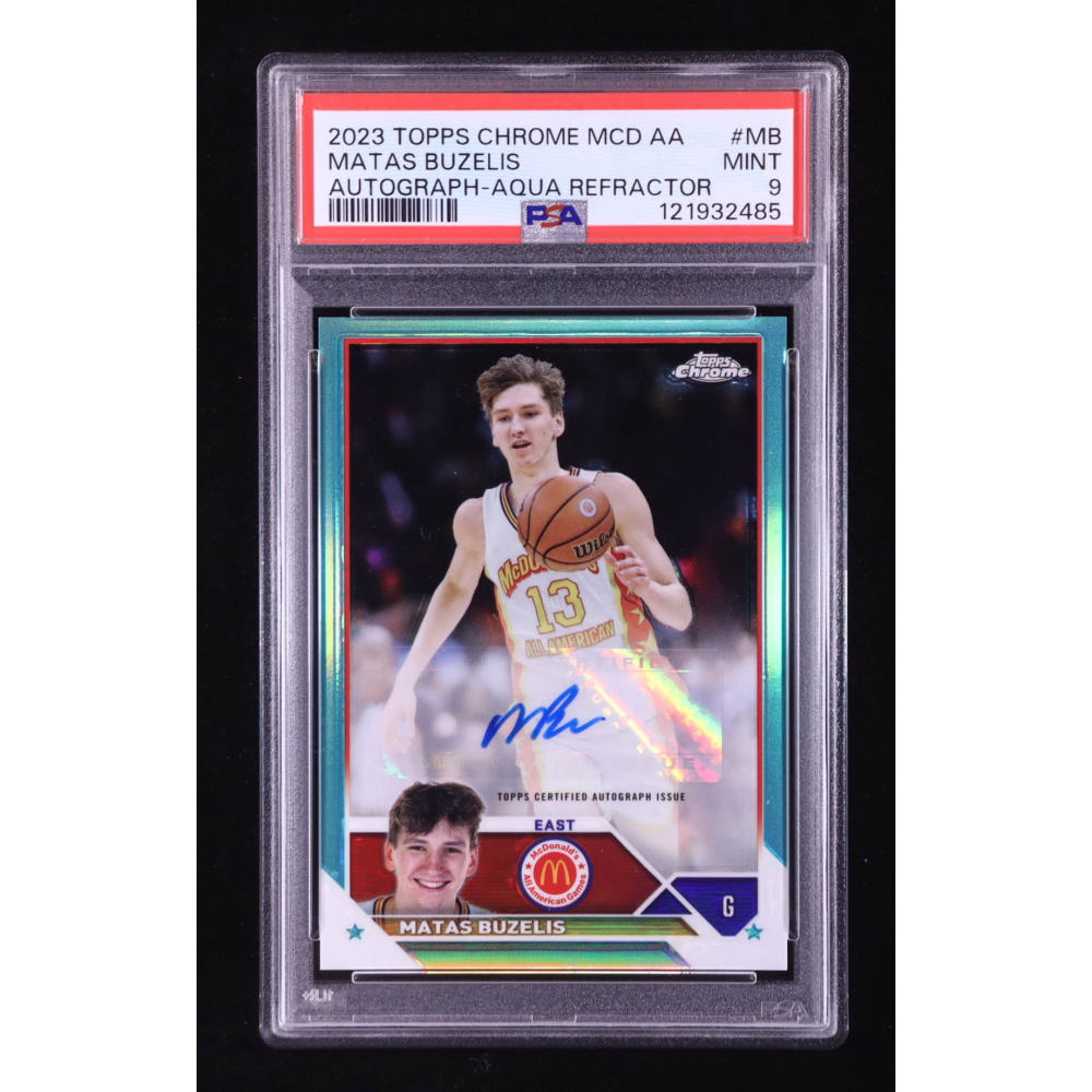 Matas Buzelis 2023 Topps Chrome McDonald's All American Autographs Aqua Refractors #CAMB RC (PSA 9) at PristineAuction.com