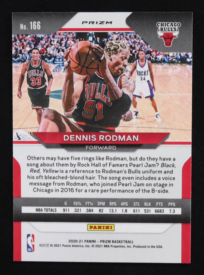 Dennis Rodman 2020-21 Panini Prizm Prizms Silver #166 at PristineAuction.com Dennis Rodman 2020-21 Panini Prizm Prizms Silver #166 at PristineAuction.com