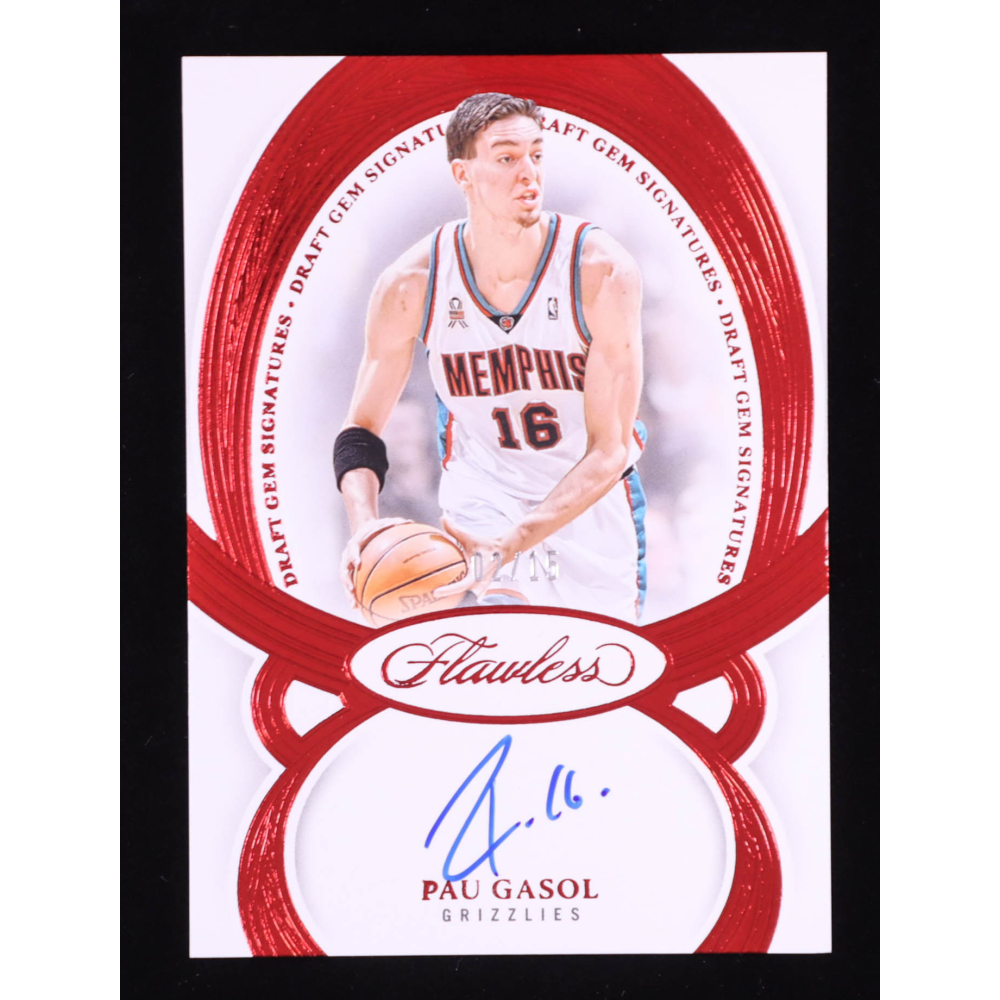 Pau Gasol 2024-25 Panini Flawless Draft Gem Signatures Ruby #12 #2/15 at PristineAuction.com