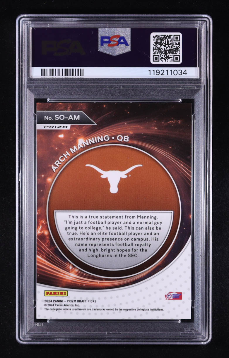 Arch Manning 2024 Panini Prizm Draft Picks Student Orientation Red Ice #23 RC (PSA 10) at PristineAuction.com Arch Manning 2024 Panini Prizm Draft Picks Student Orientation Red Ice #23 RC (PSA 10) at PristineAuction.com