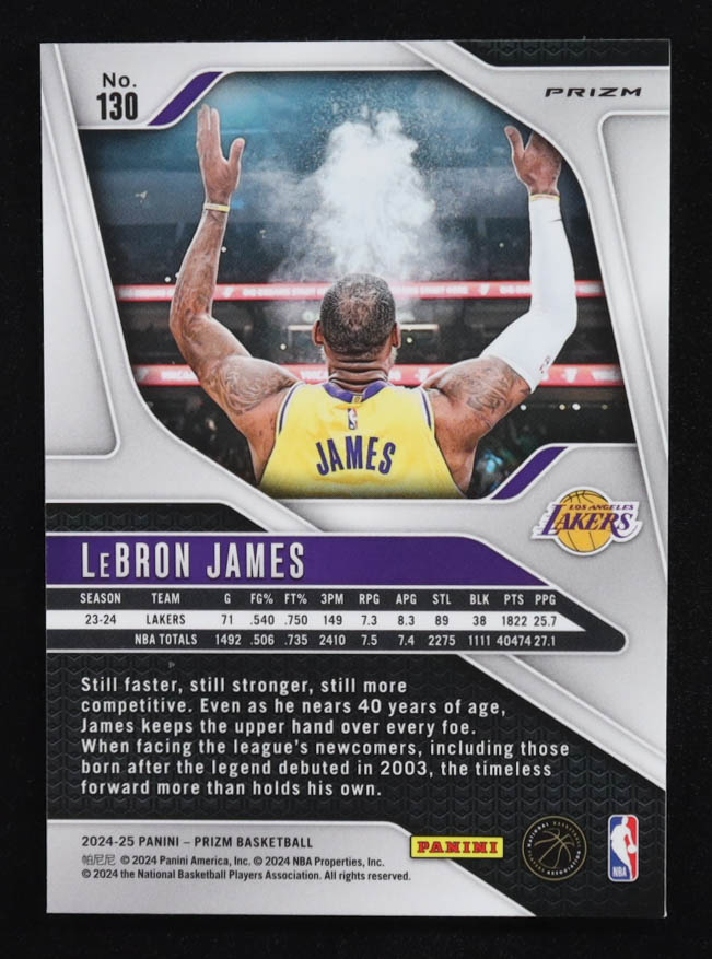 LeBron James 2024-25 Panini Prizm Prizms Pink Ice #130 at PristineAuction.com LeBron James 2024-25 Panini Prizm Prizms Pink Ice #130 at PristineAuction.com