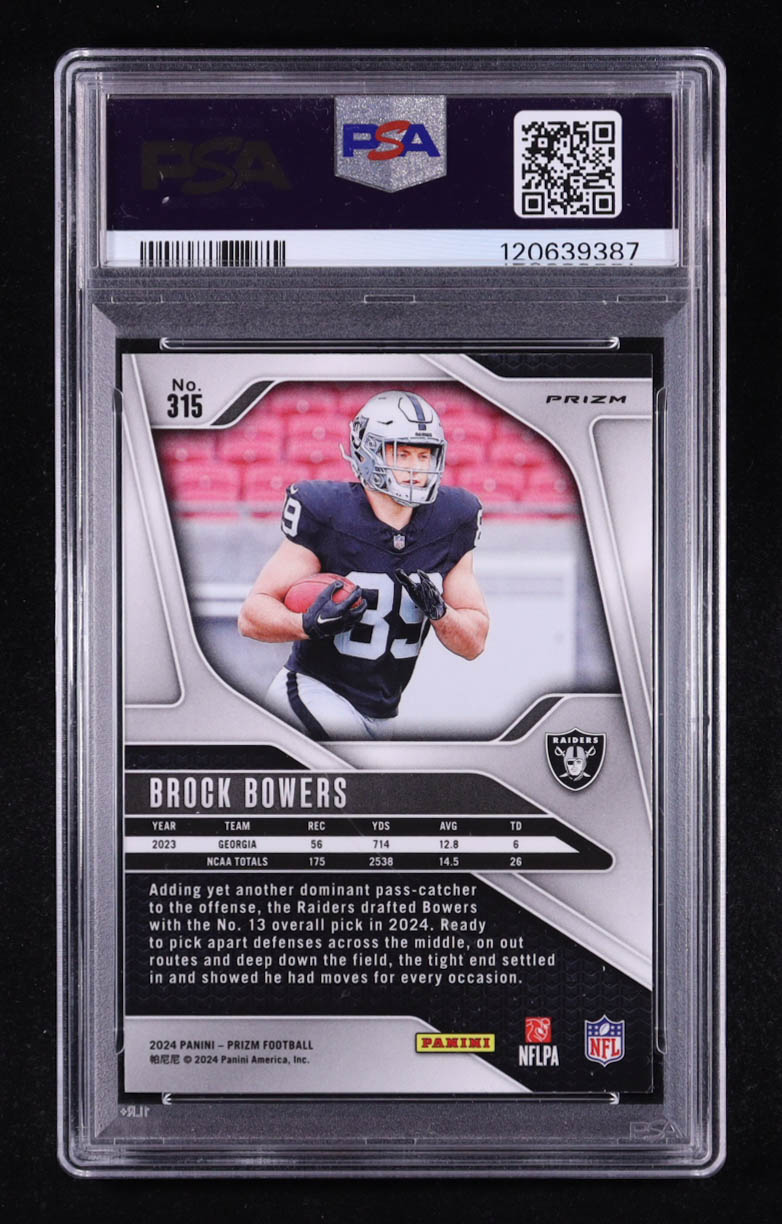 Brock Bowers 2024 Panini Prizm Prizms Orange Disco #315 RC (PSA 9) at PristineAuction.com Brock Bowers 2024 Panini Prizm Prizms Orange Disco #315 RC (PSA 9) at PristineAuction.com