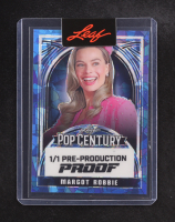 Margot Robbie 2024 Leaf Metal Pop Century Blue Pre-Production Proof #1/1 at PristineAuction.com