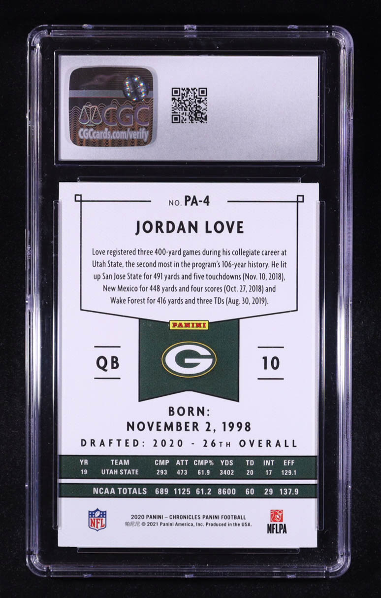 Jordan Love 2020 Panini Chronicles Panini #PA4 RC (CGC 8.5) at PristineAuction.com Jordan Love 2020 Panini Chronicles Panini #PA4 RC (CGC 8.5) at PristineAuction.com
