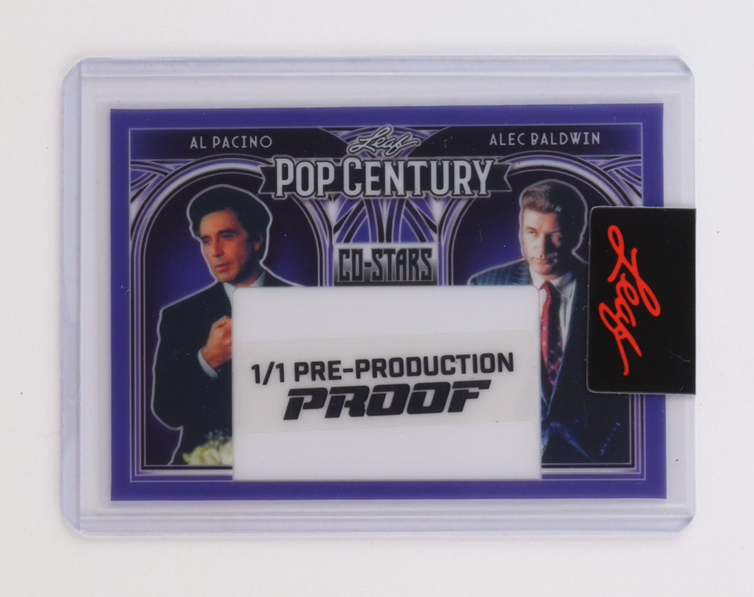 Al Pacine / Alec Baldwin 2024 Leaf Metal Pop Century Co-Stars Purple Pre-Production Proof #1/1 at PristineAuction.com Al Pacine / Alec Baldwin 2024 Leaf Metal Pop Century Co-Stars Purple Pre-Production Proof #1/1 at PristineAuction.com